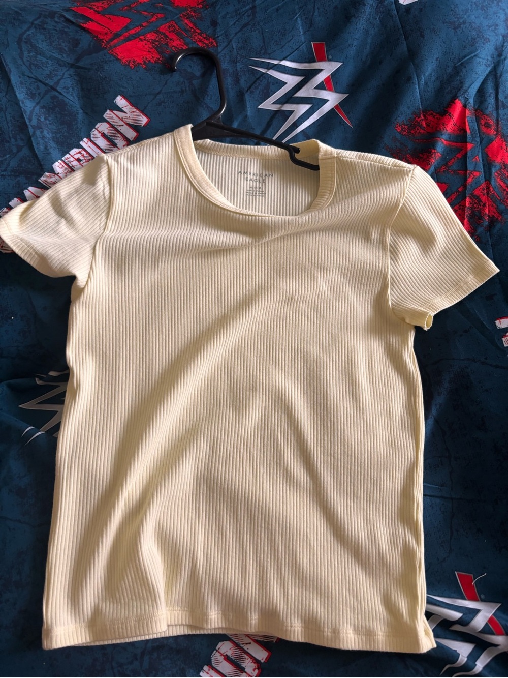 American Eagle Outfitters Ribbed Short Sleeve Tee - yellow